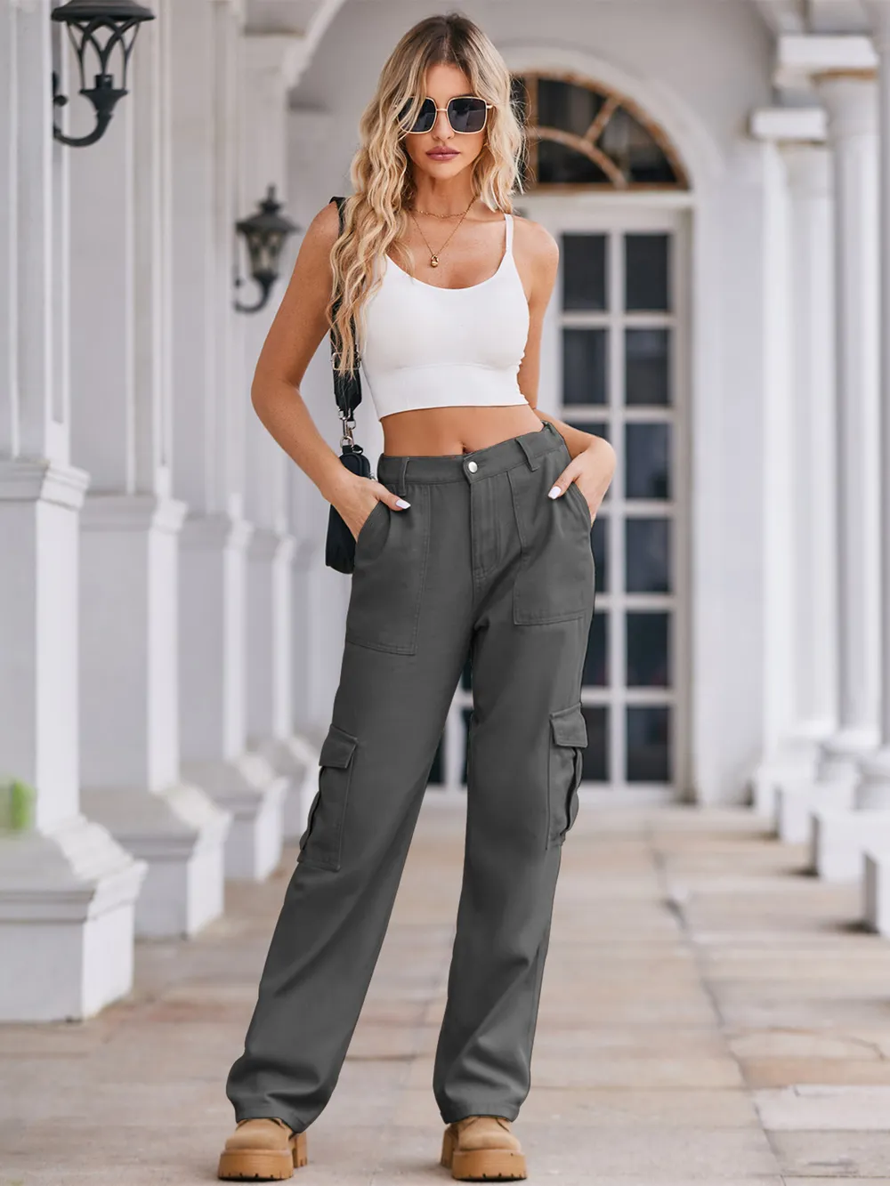High-Waisted Cargo Jeans, image 15