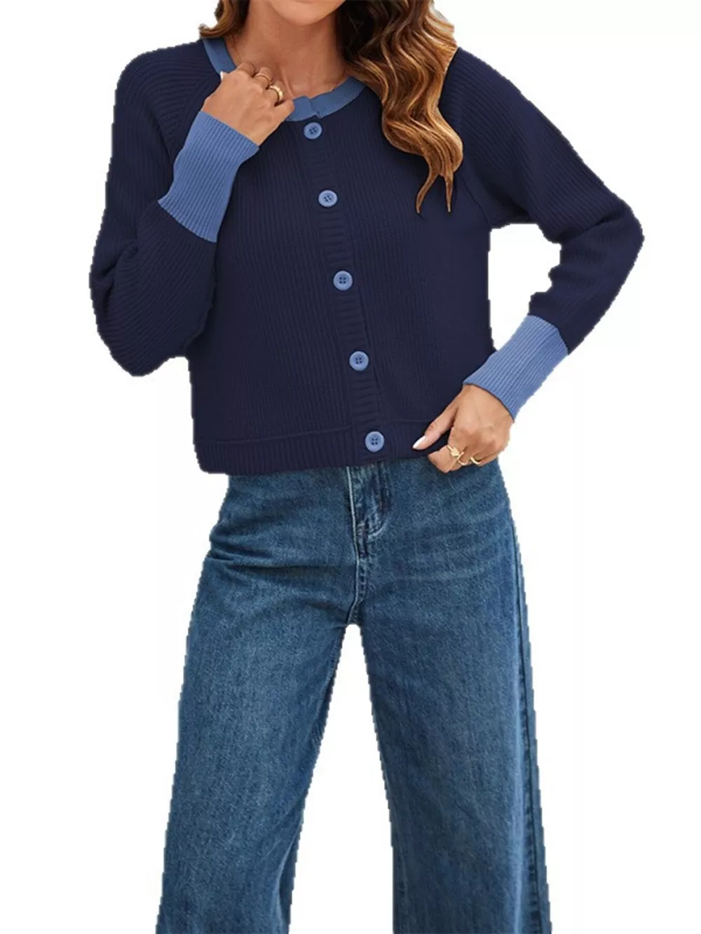 Color Block Ribbed Knit Button-Front Cardigan, image 10