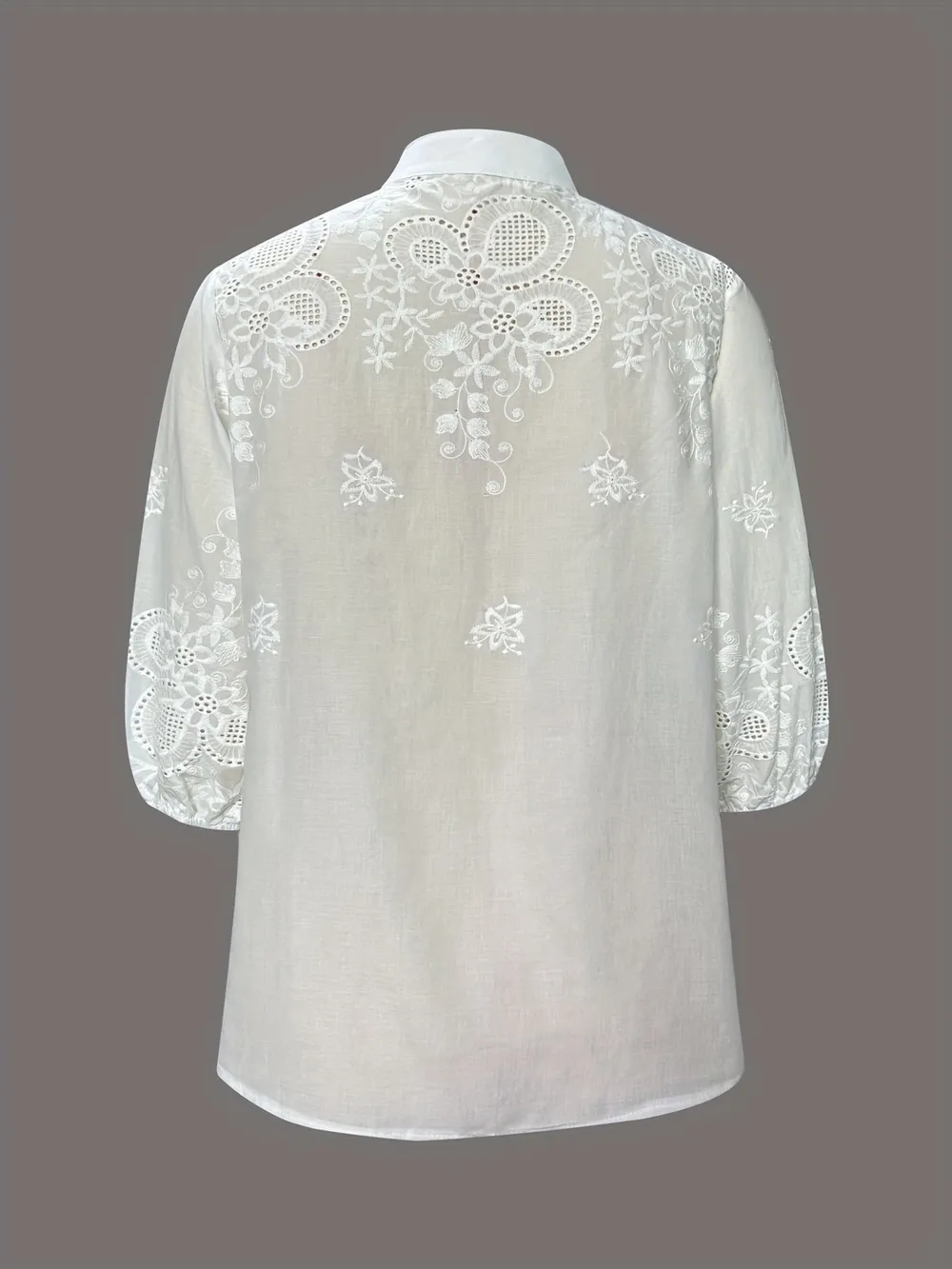 Embroidered Eyelet Button Up Shirt, image 6