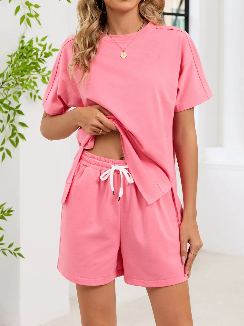 Round Neck Short Sleeve T-Shirt and Shorts Set, image 17