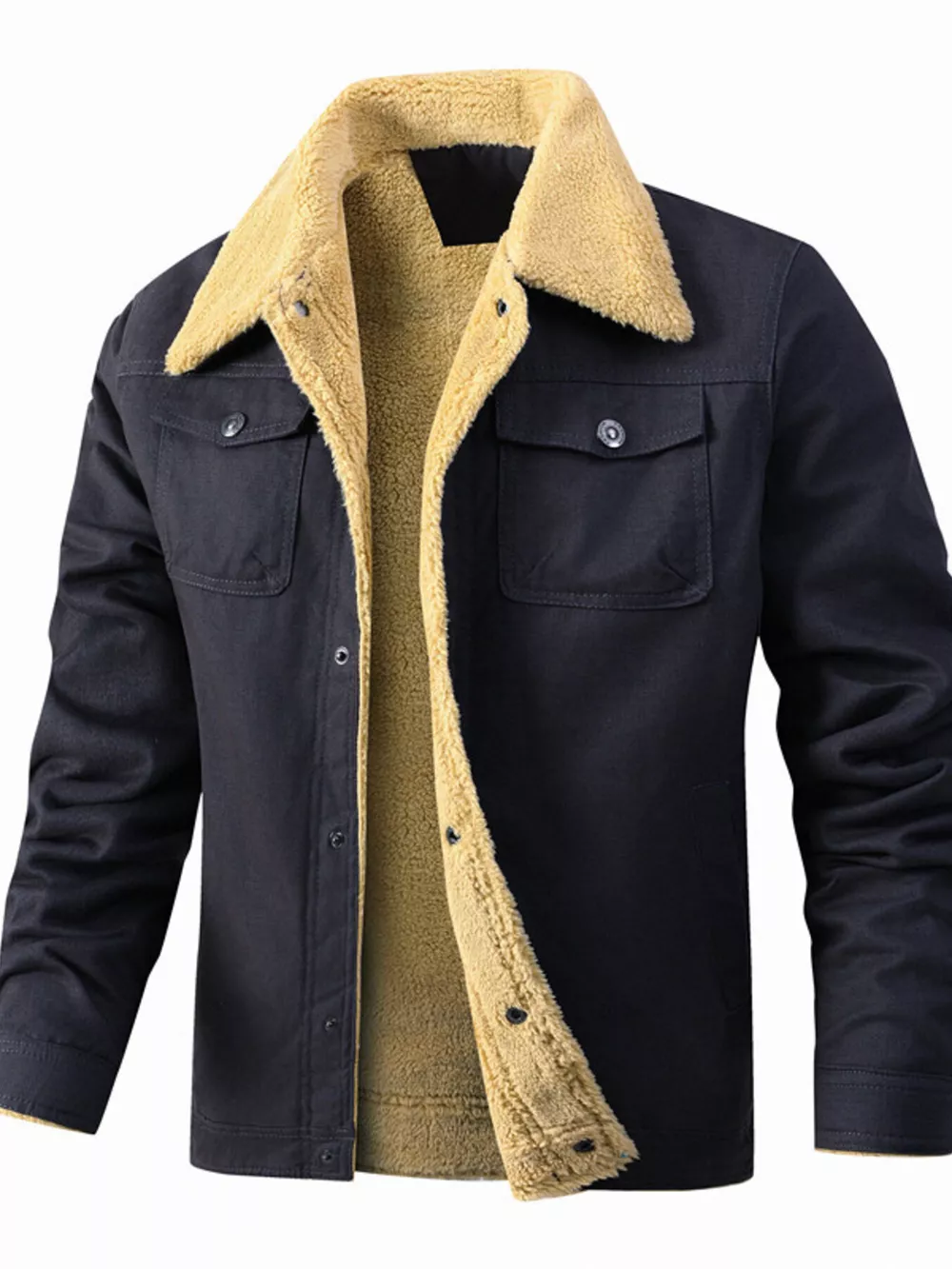 Men's Full Size Sherpa Lined Snap Down Jacket Plus Size, image 5