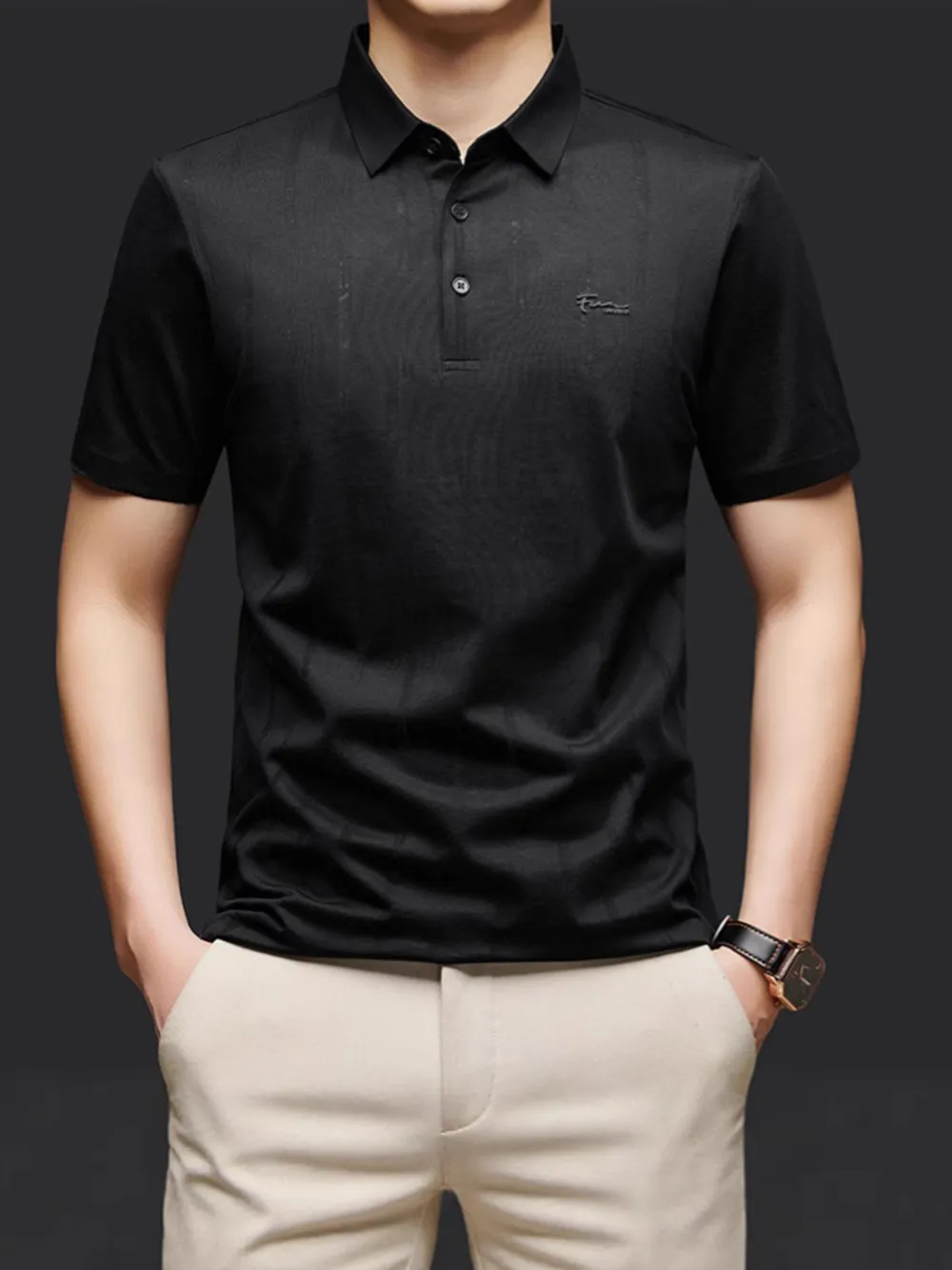 Men's Plus Size Button Detail Short Sleeve Polo