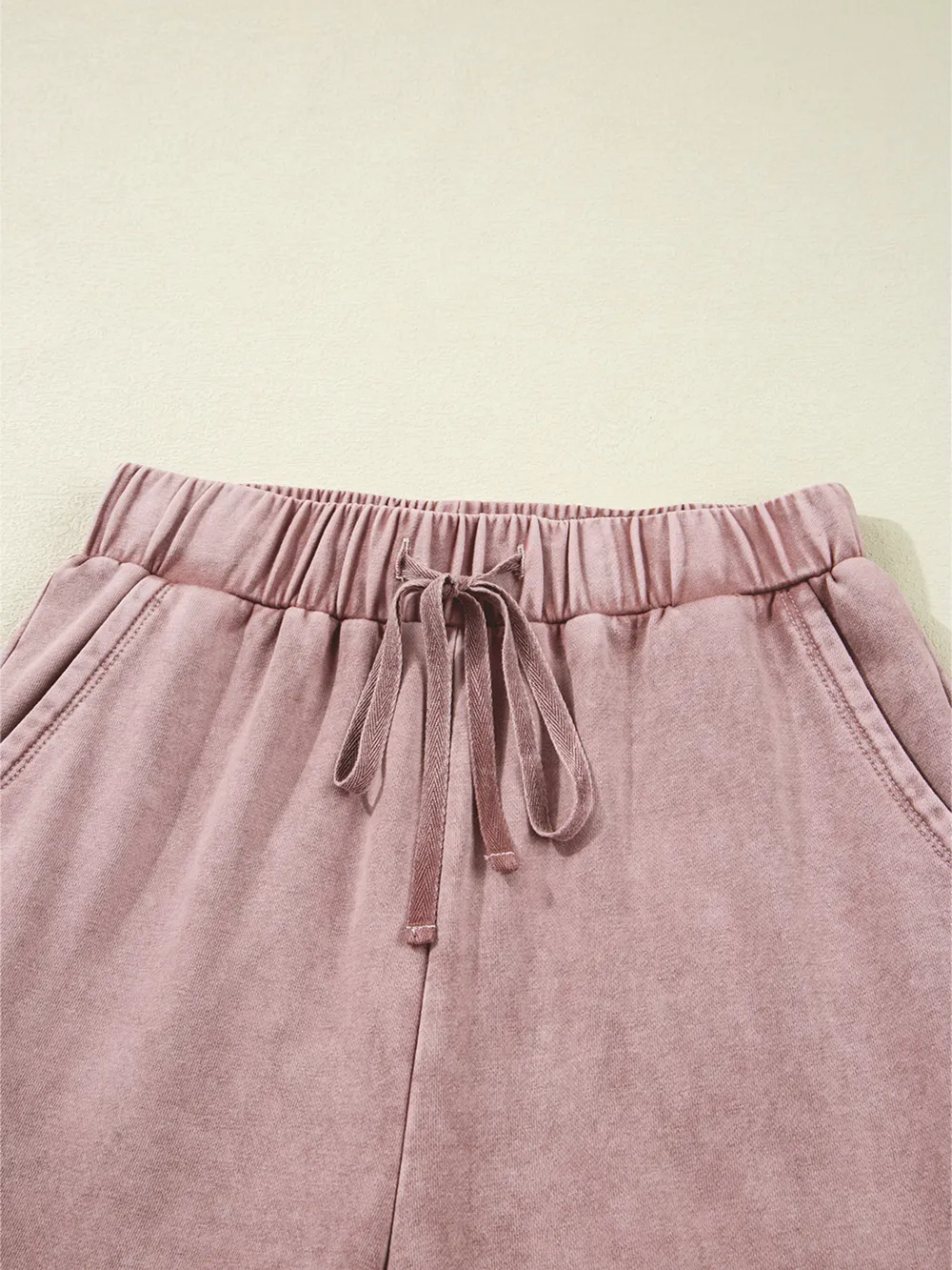 Mineral Wash Tiered Wide Leg Patchwork Drawstring Pants, image 4
