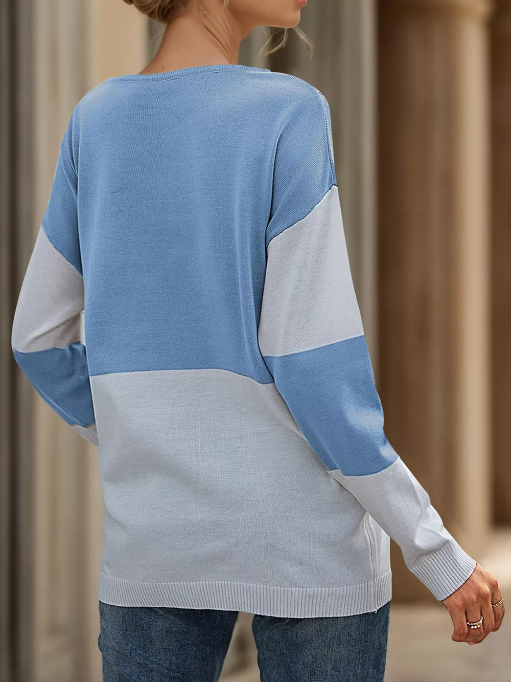 Color Block V-Neck Knit Top, image 24