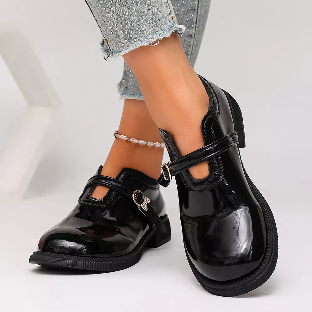 Round Toe Buckle Strap Loafers, image 10