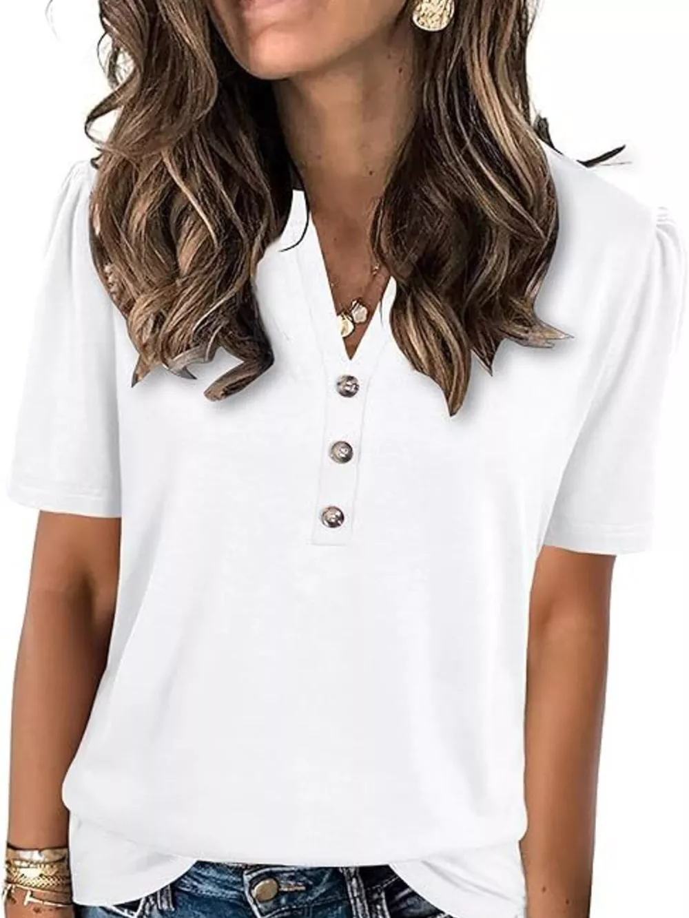 Full Size Notched Short Sleeve Blouse Plus Size, image 17