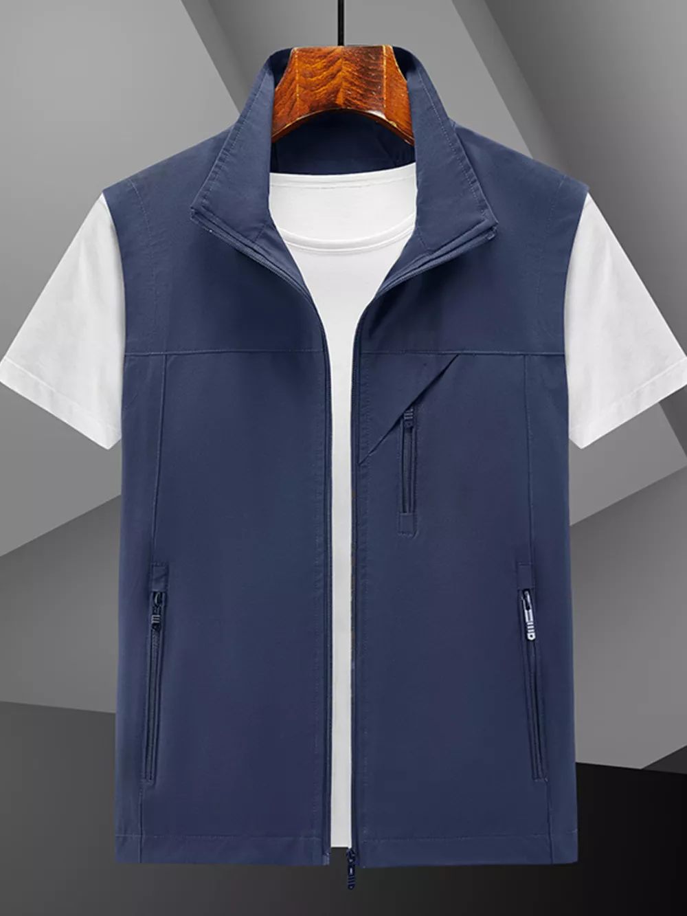 Men's Plus Size Casual Lightweight Zip-Up Vest, image 3
