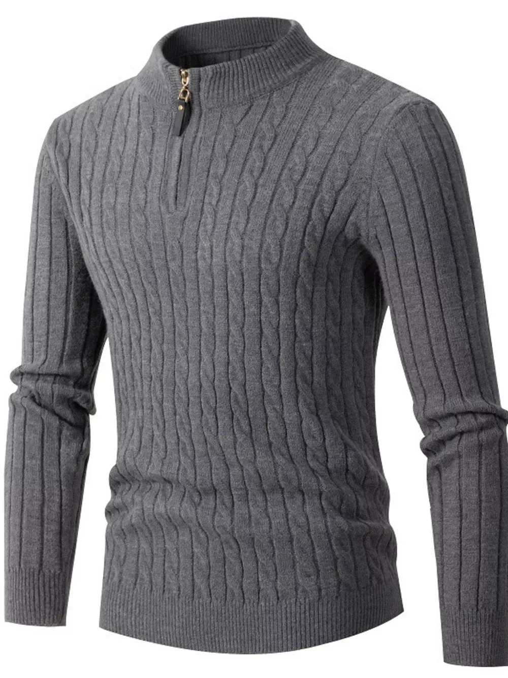 Men's Full Size Cable Knit Half-Zip Sweater Plus Size, image 9