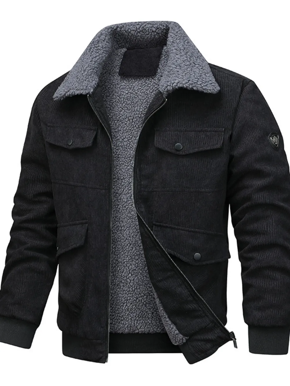 Men's Full Size Sherpa-Lined Corduroy Jacket Plus Size