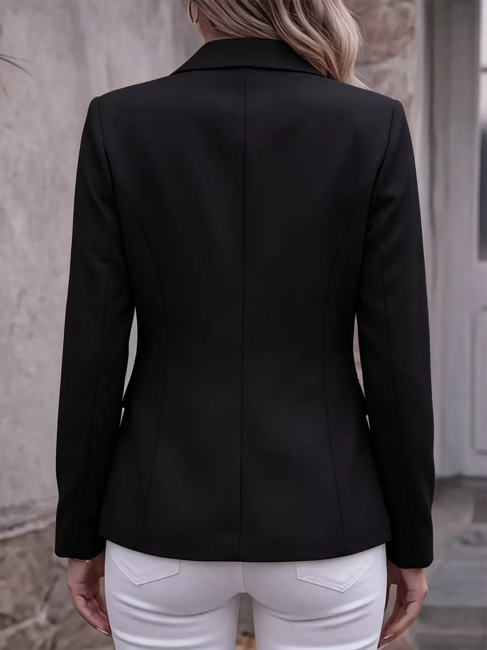 Full Size Lapel Collar Long Sleeve Blazer Plus Size, image 7