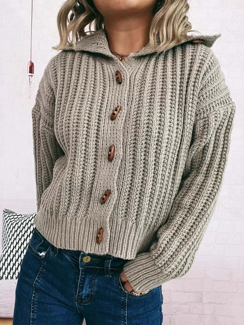 Button Up Long Sleeve Cardigan, image 3