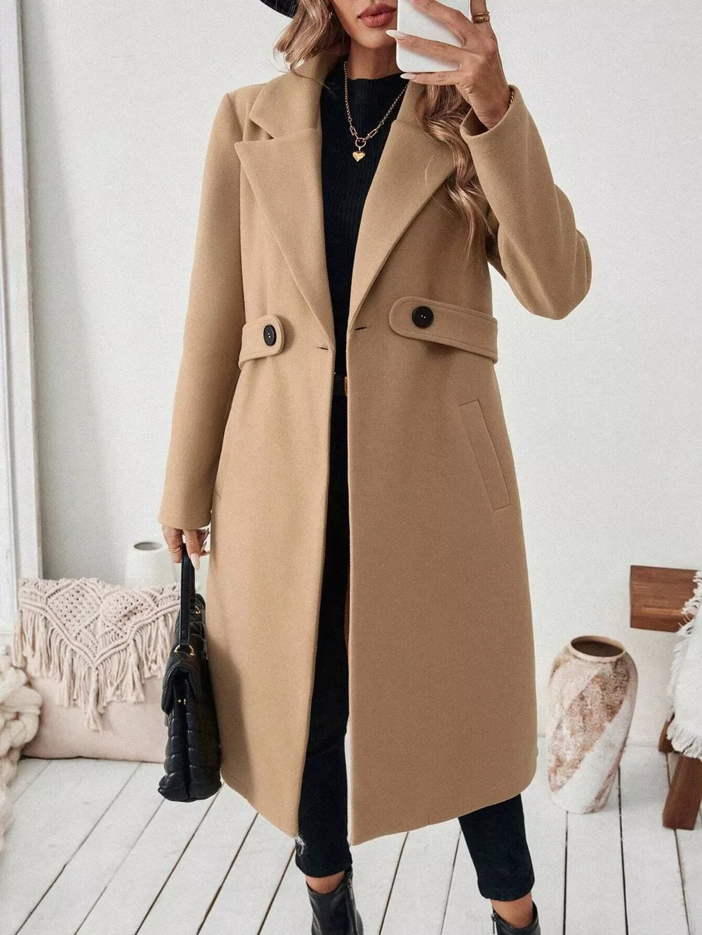 Lapel Collar Longline Coat, image 3