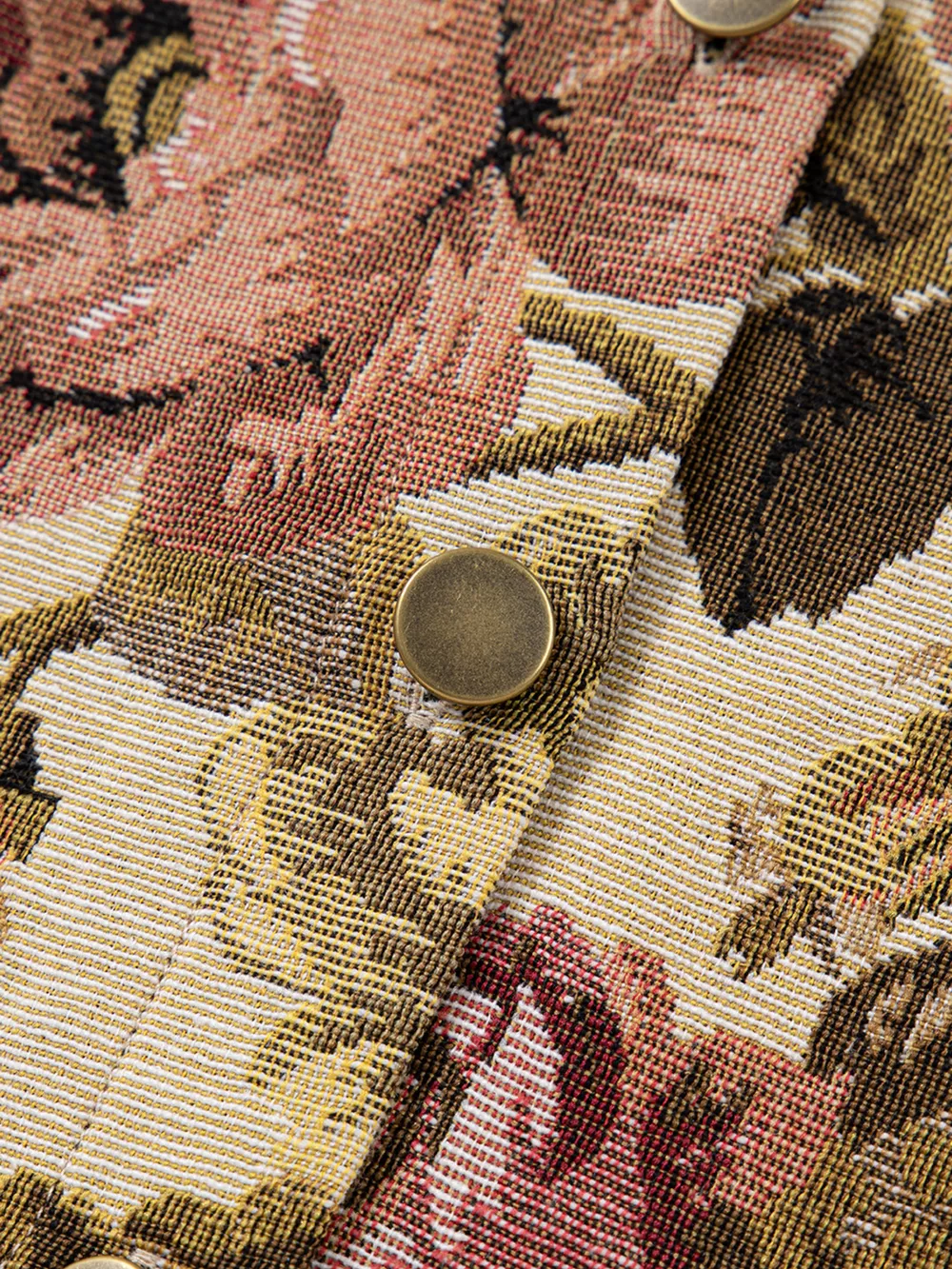 Floral Waffle Knit Patchwork Chest Pockets Buttoned Jacket, image 9
