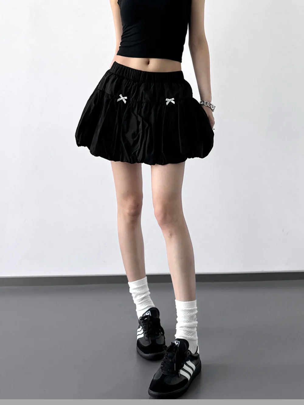 Bubble Hem Elastic Waist Mini Skirt, image 9