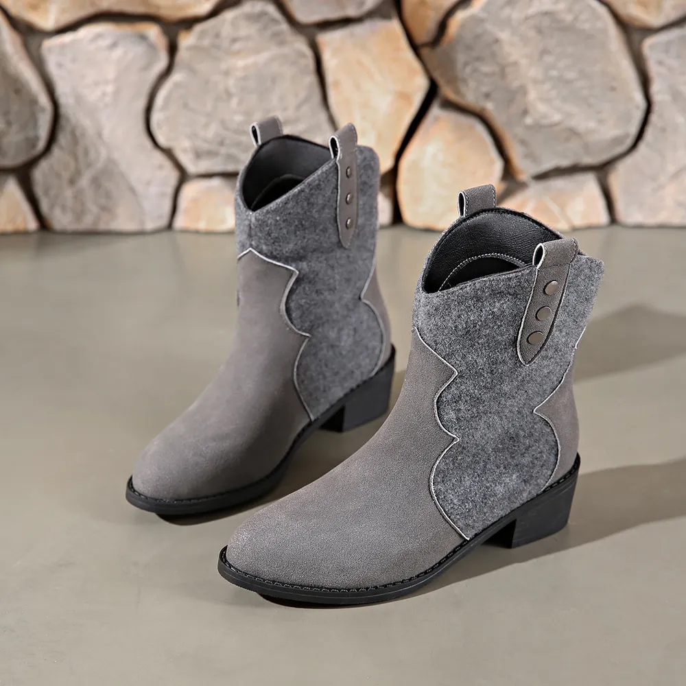 Round Toe Block Heels Boots, image 13