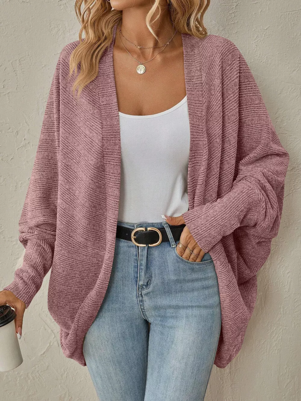 Cozy Oversized Open Front Knit Cardigan, image 14