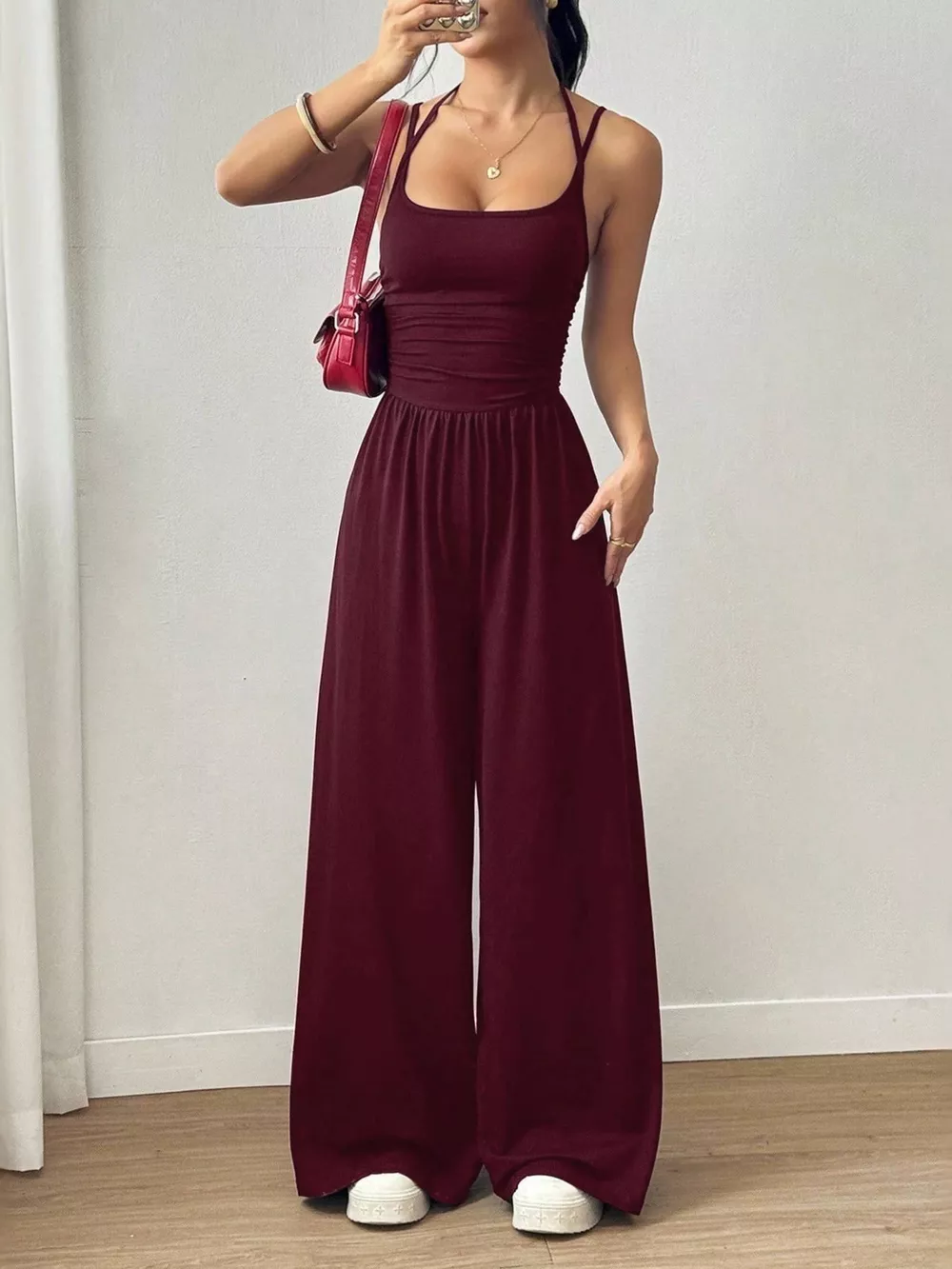 Spaghetti Strap Wide Leg Jumpsuit, image 5