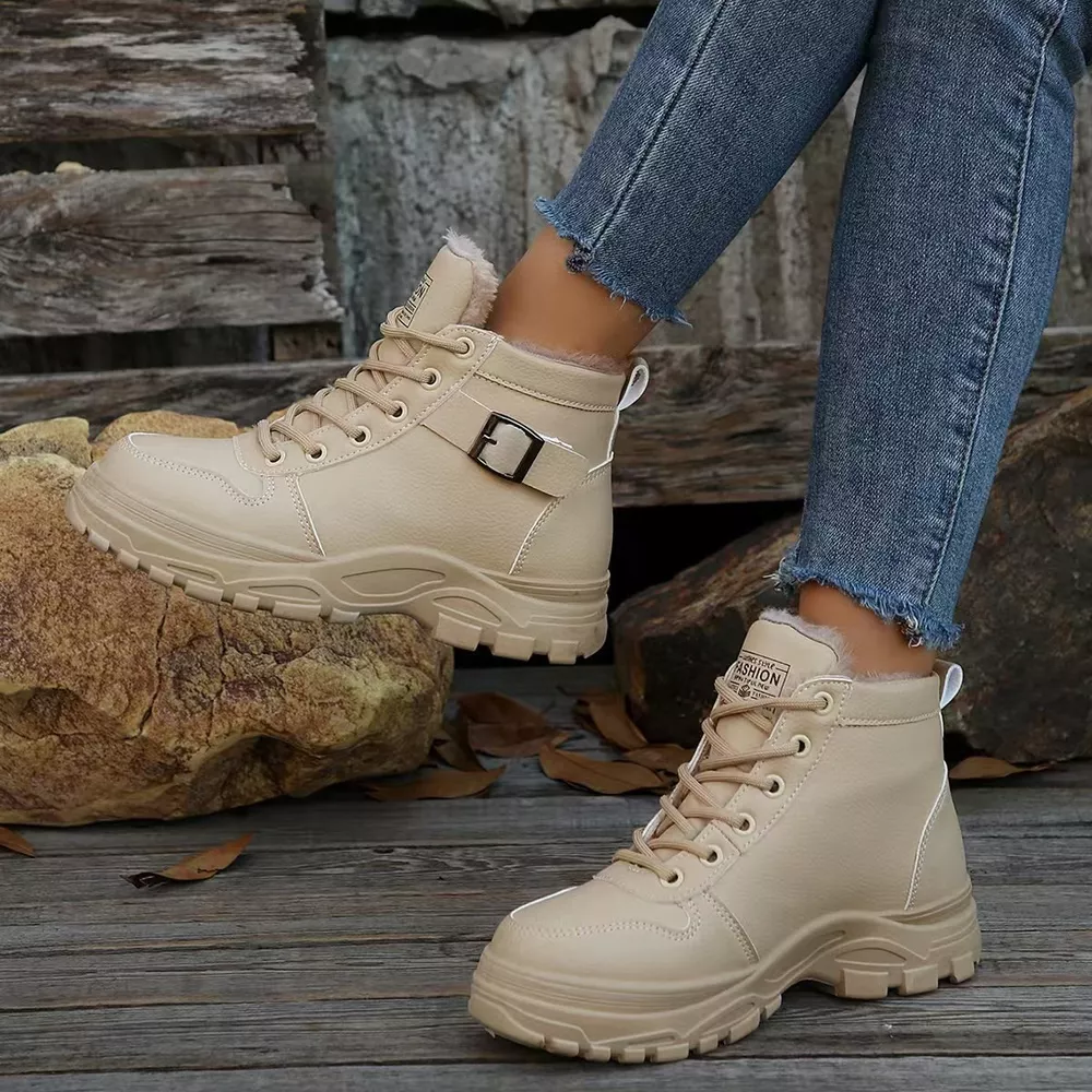 Lace-Up Ankle Boots with Buckle Detail, image 8