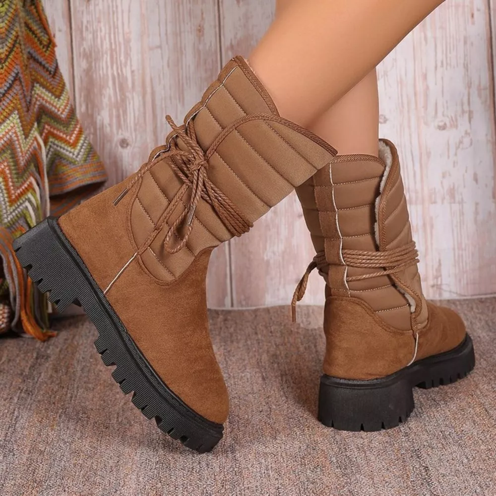 Quilted Lace-Up Mid-Calf Boots, image 11