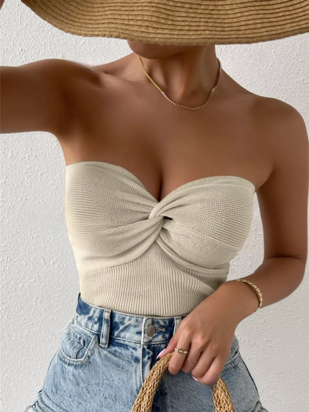 Twist-Front Ribbed Knit Tube, image 5