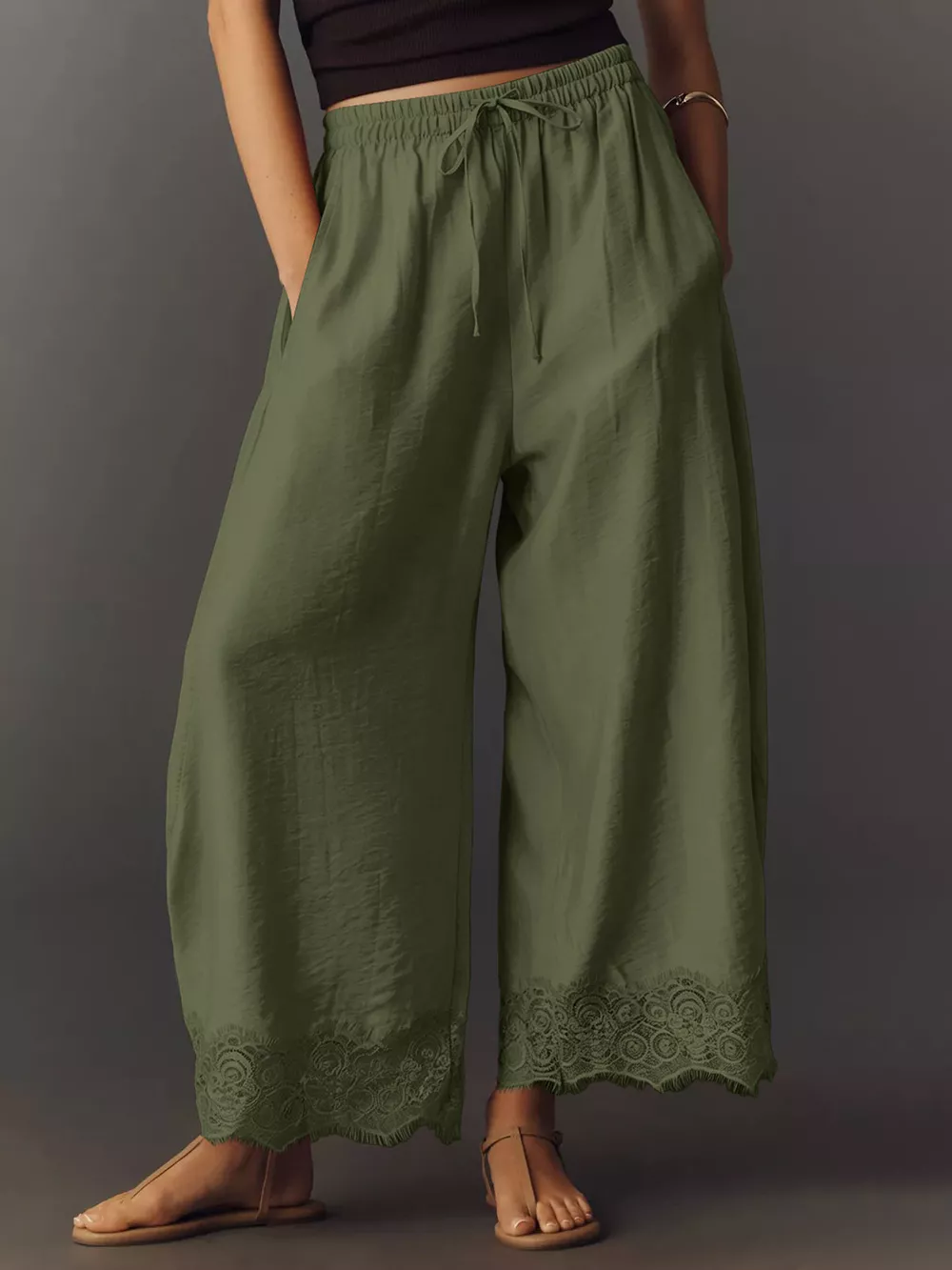 Drawstring Wide Leg Pants, image 18