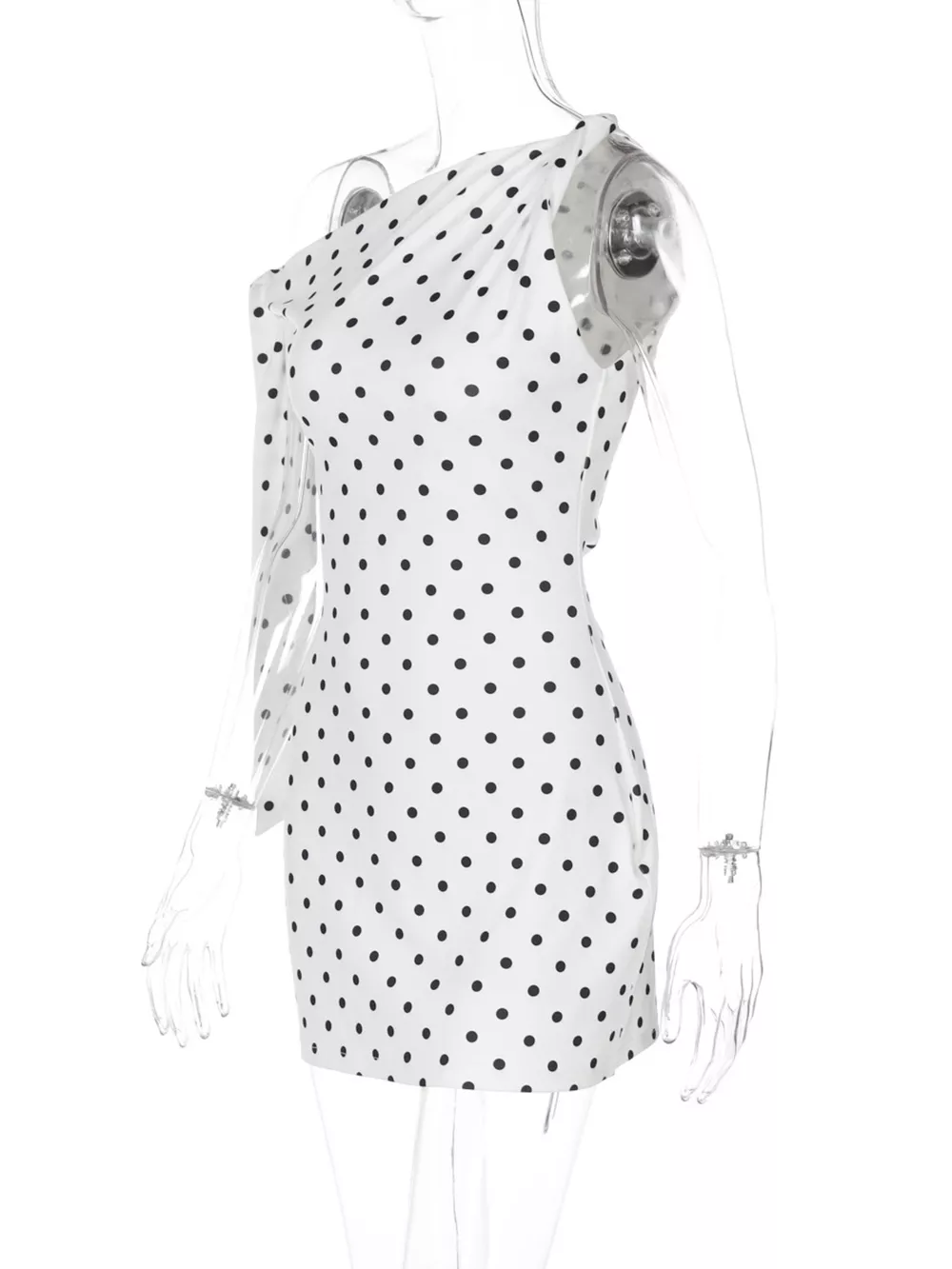 Polka Dot Sleeveless Mini Dress with Bow Accents, image 10
