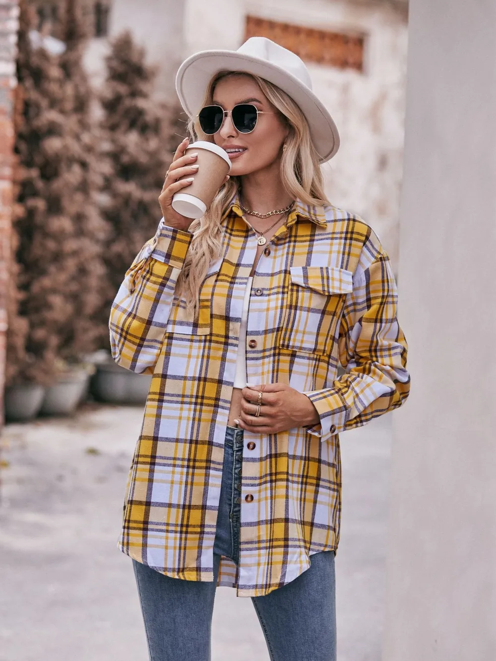 Plaid Button-Down Long Sleeve Shirt, image 32