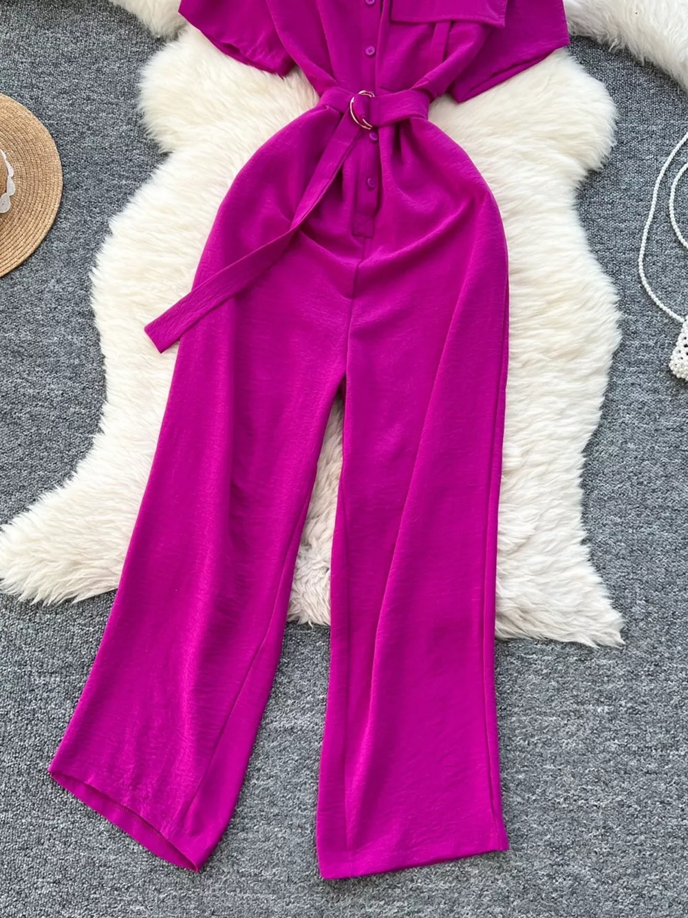 Button Front Wide Leg Jumpsuit, image 19