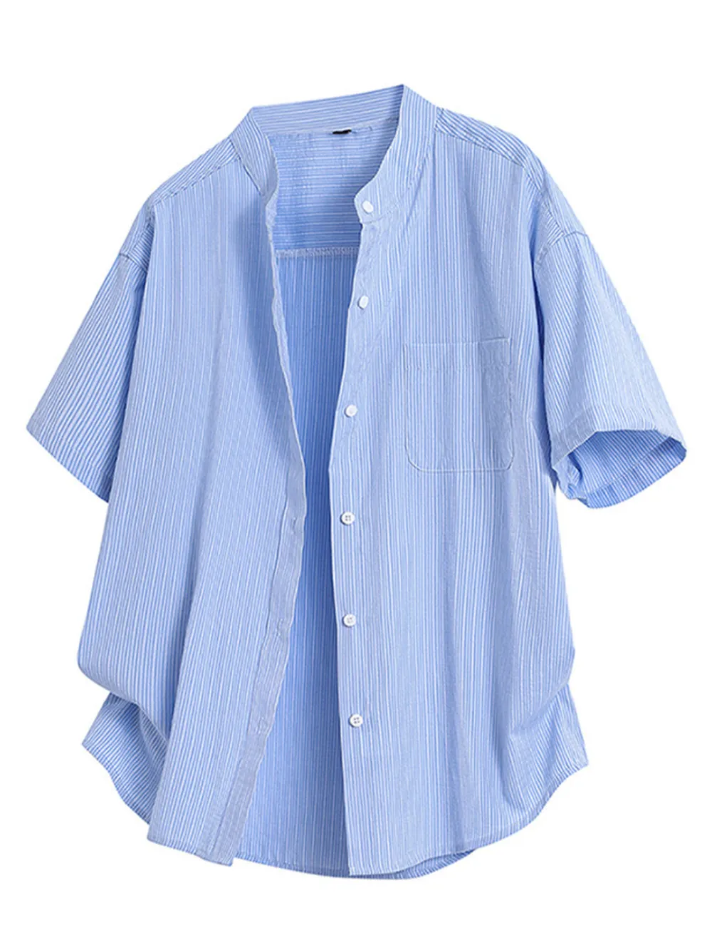 Men's Plus Size Casual Striped Button Up Shirt, image 3