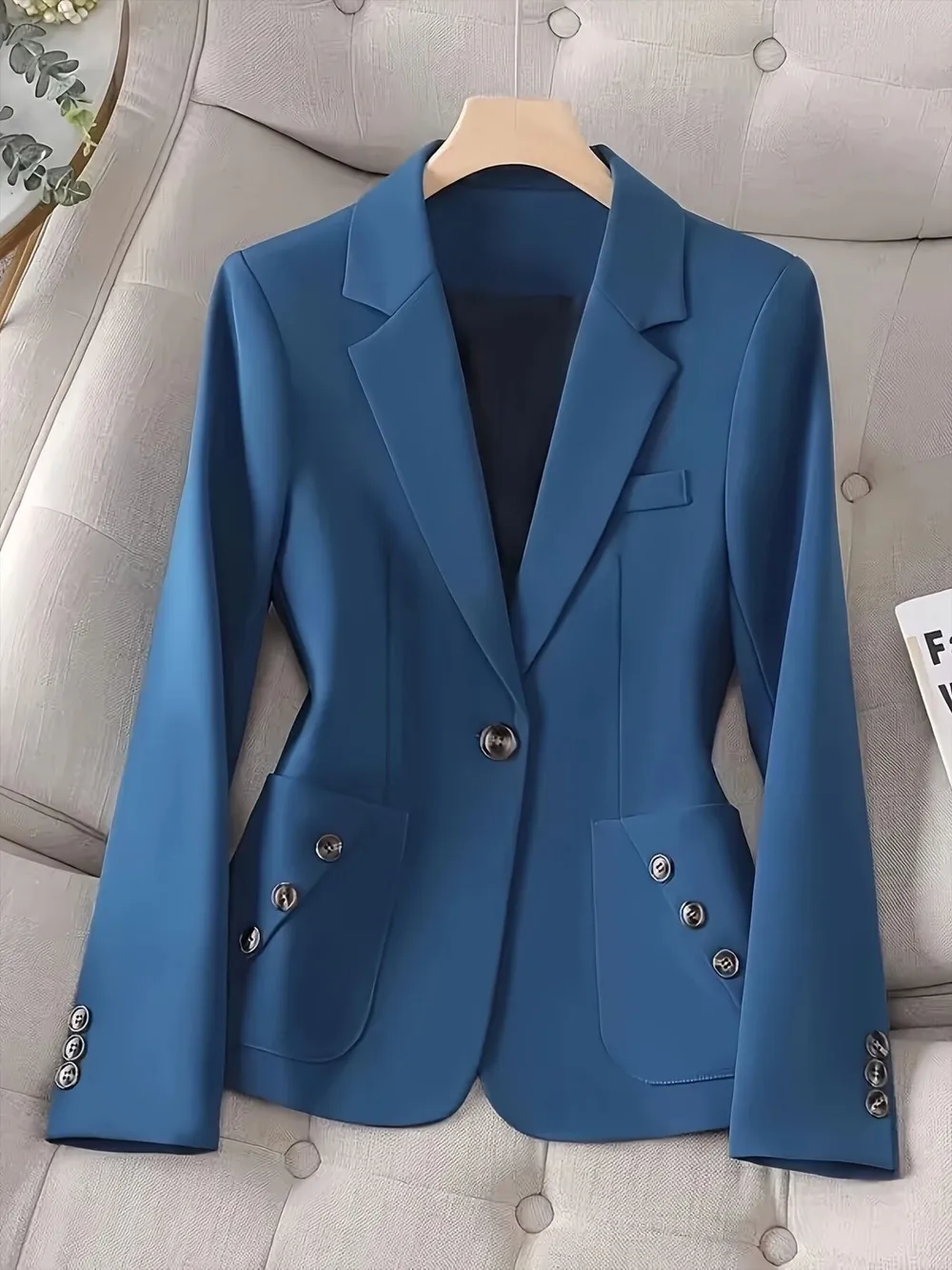 One-Button Blazer with Pockets, image 8