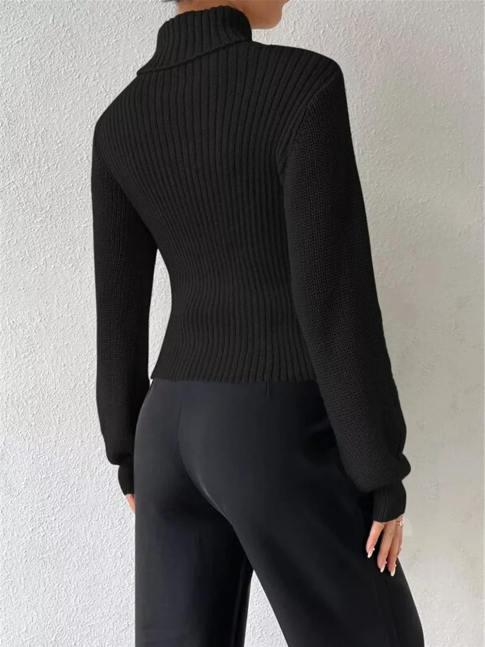 Cutout Front Turtleneck Long Sleeve Sweater, image 12