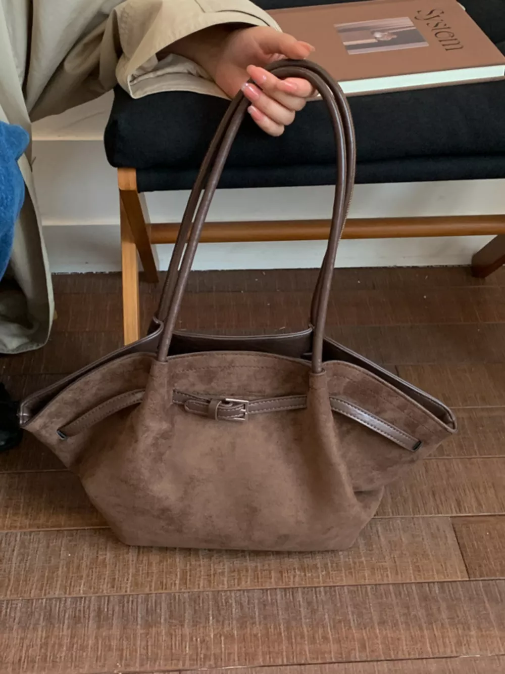 Solid Color Buckle Tote Bag, image 7