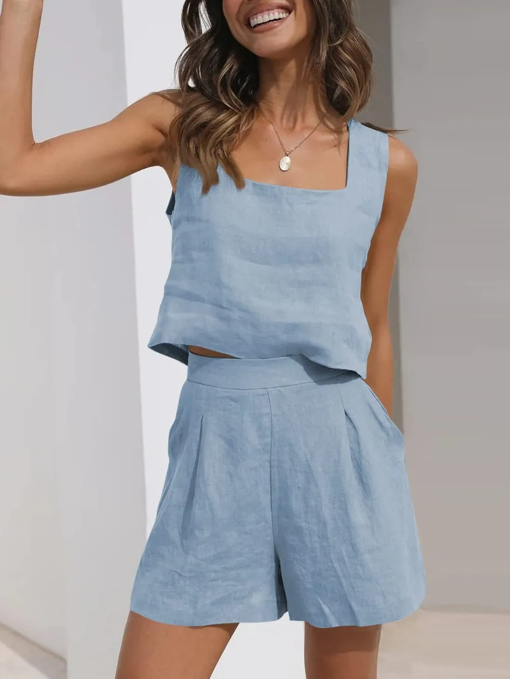 Square Neck Tank and Shorts Set, image 17