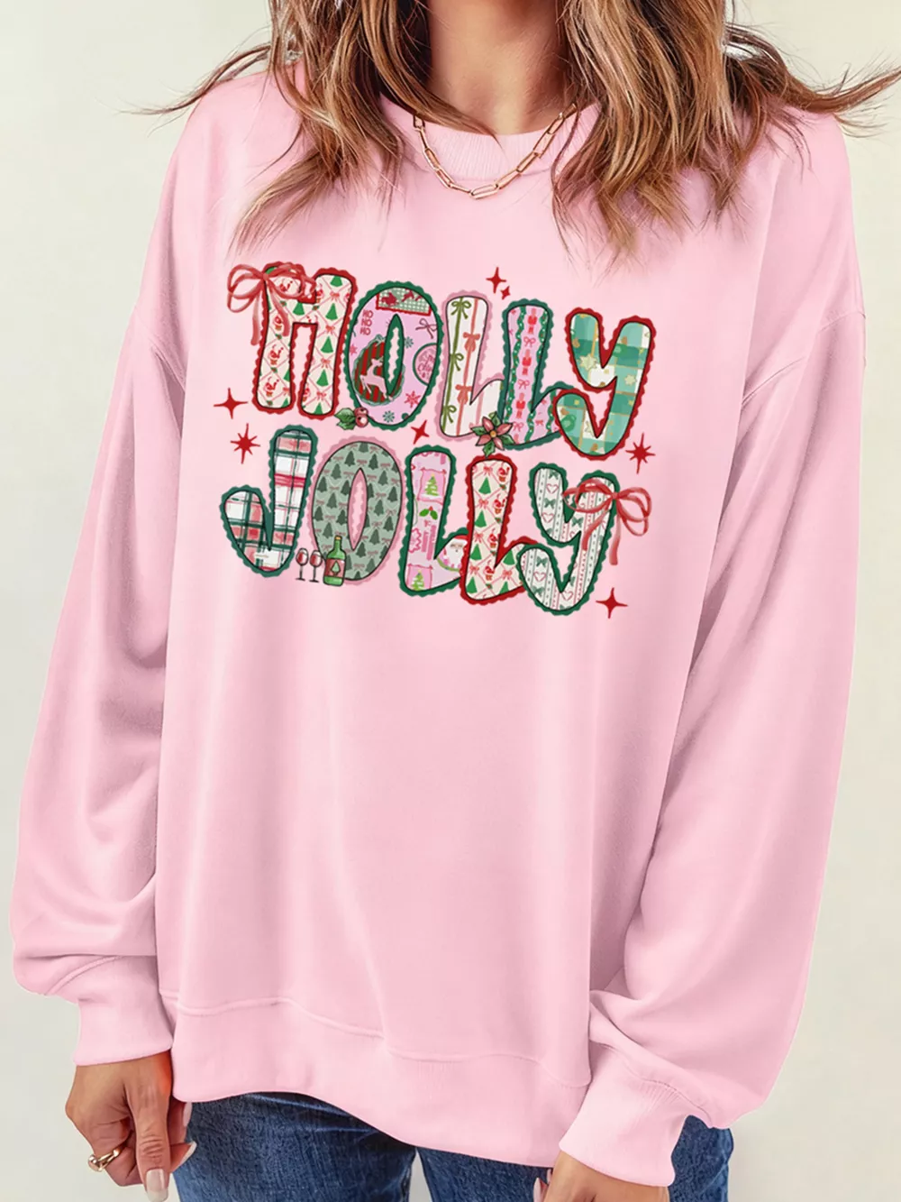 HOLLY JOLLY Cute Holiday Graphic Sweatshirt, image 4