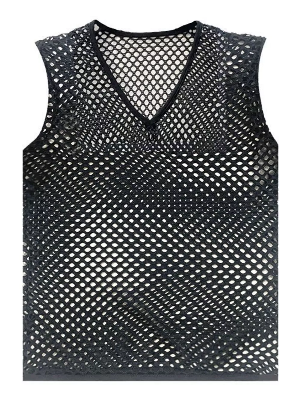 Men's Full Size V-Neck Mesh Fishnet Tank Top Plus Size, image 4