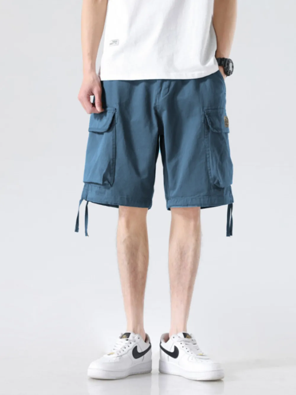 Men's Drawstring Wide Leg Cargo Shorts, image 12