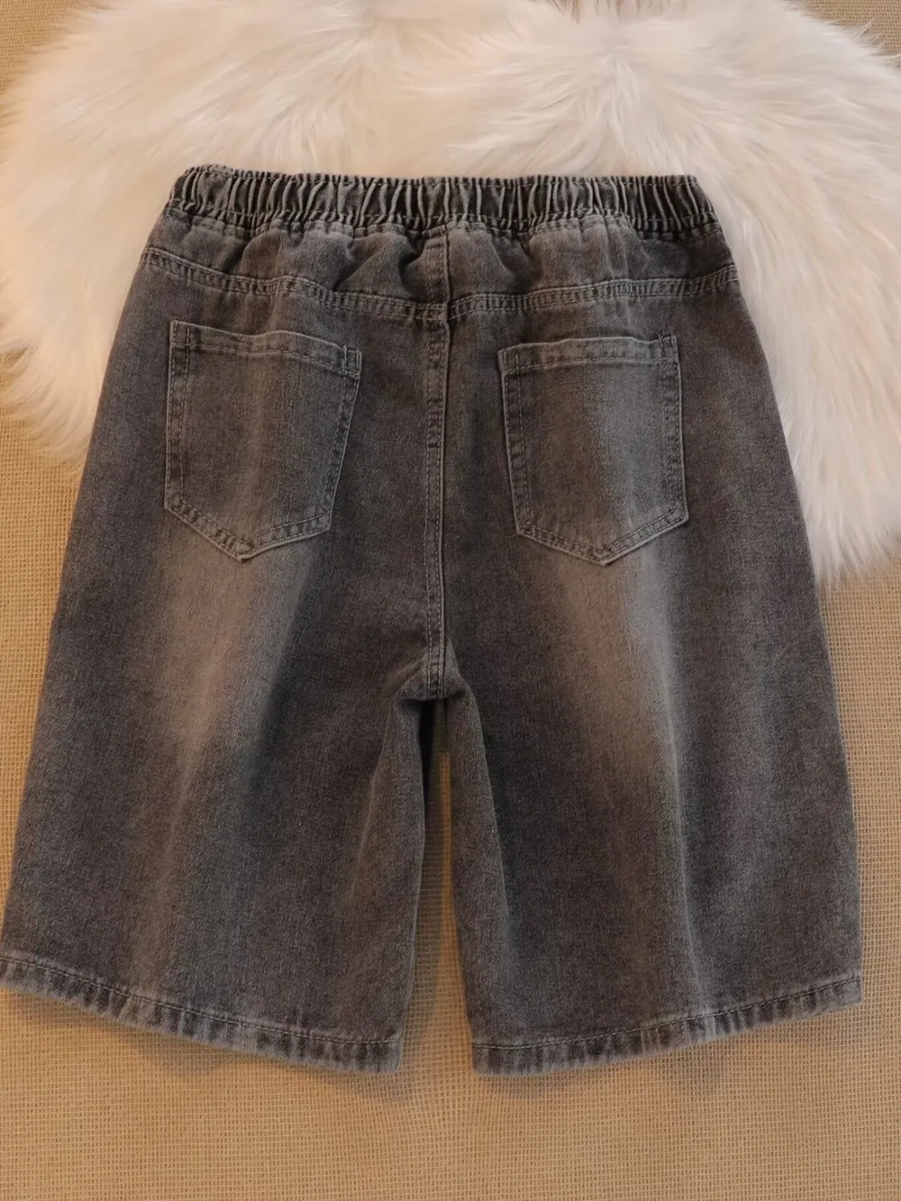 Men's Plus Size Drawstring Denim Shorts, image 4