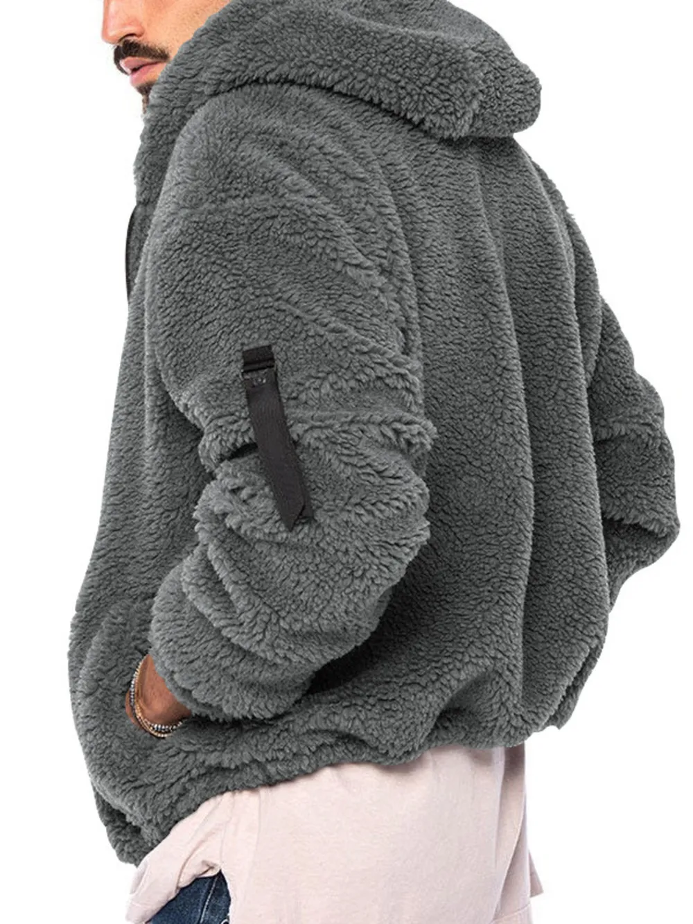 Men's Full Size Sherpa Fleece Hooded Zip-Up Jacket Plus Size, image 7