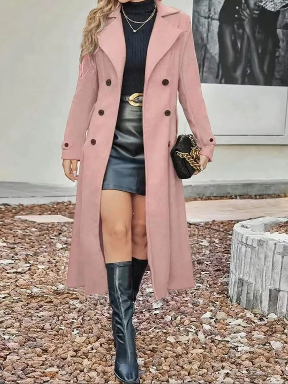 Full Size Double-Breasted Longline Trench Coat Plus Size, image 21