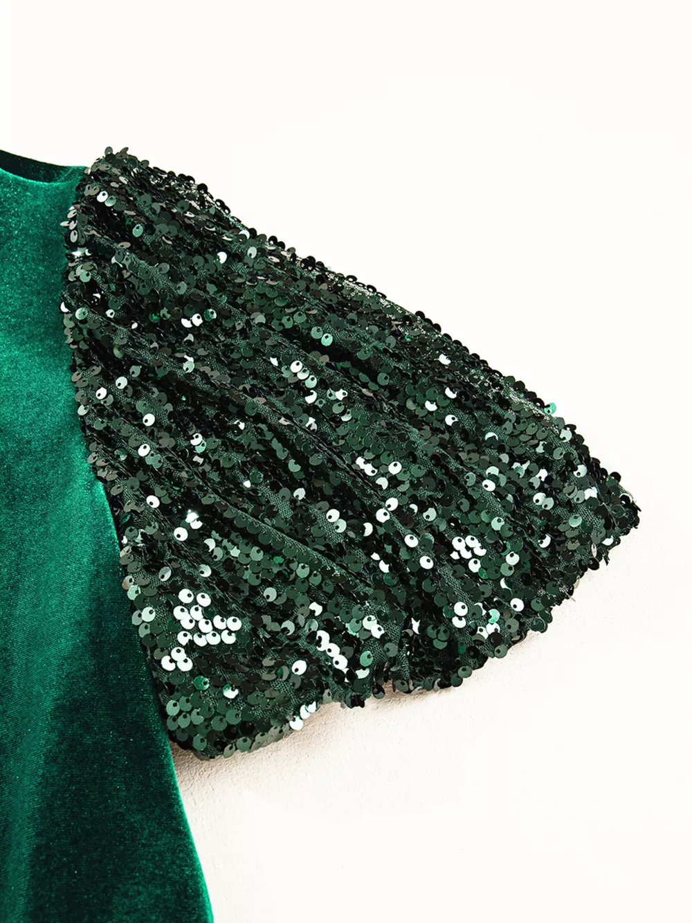 Sequin Puff Sleeve High Waist Tiered Velvet Mini Dress, image 7