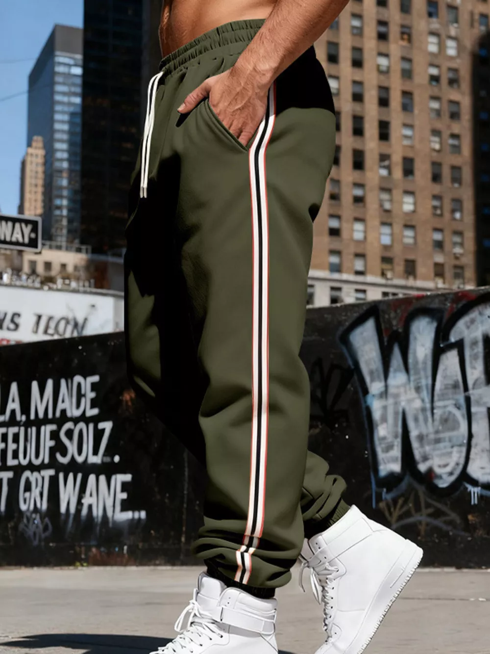 Men's Full Size Side-Striped Drawstring Joggers Plus Size, image 3