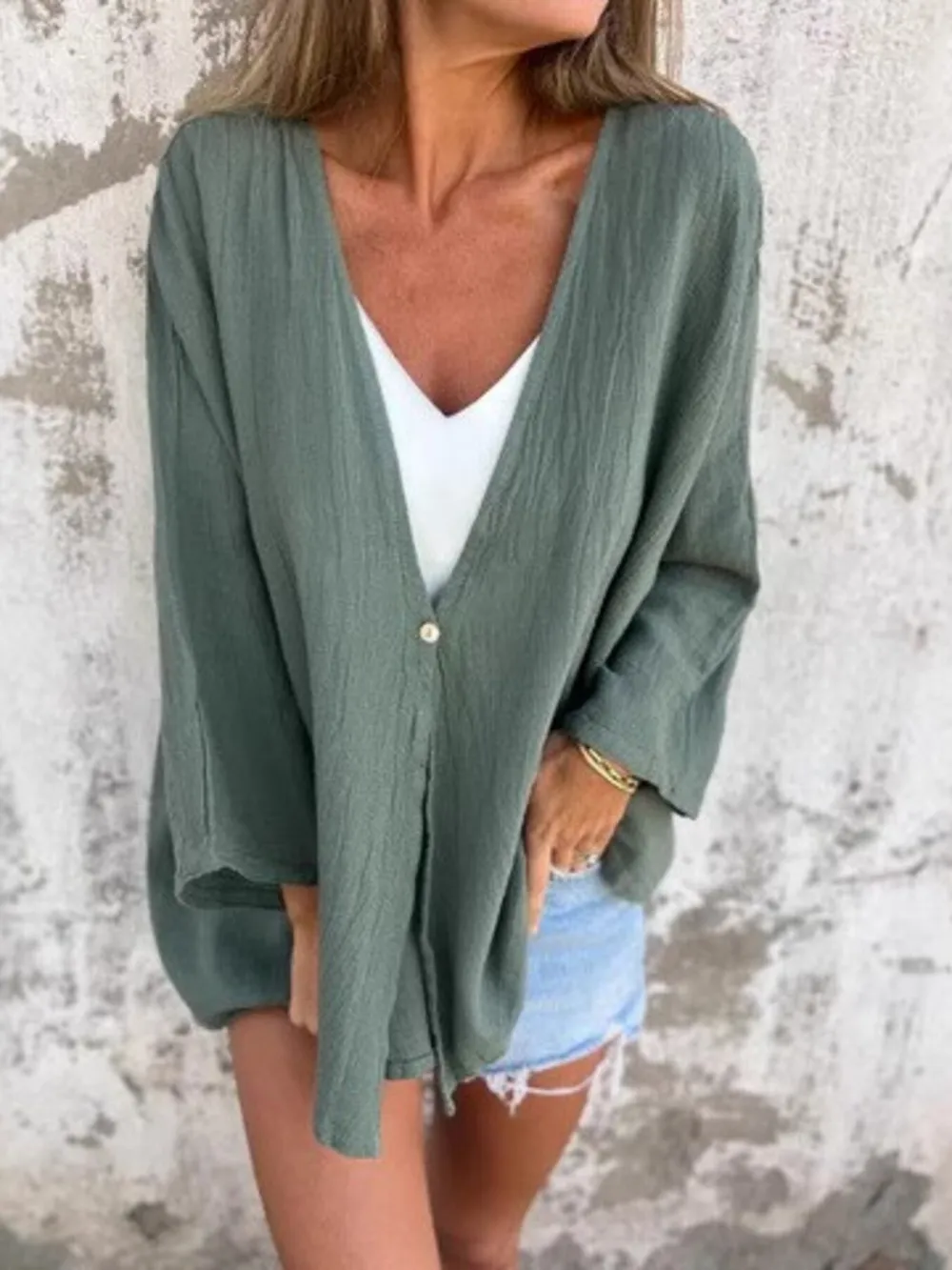 Full Size Oversized Button-Up Cardigan Plus Size, image 2