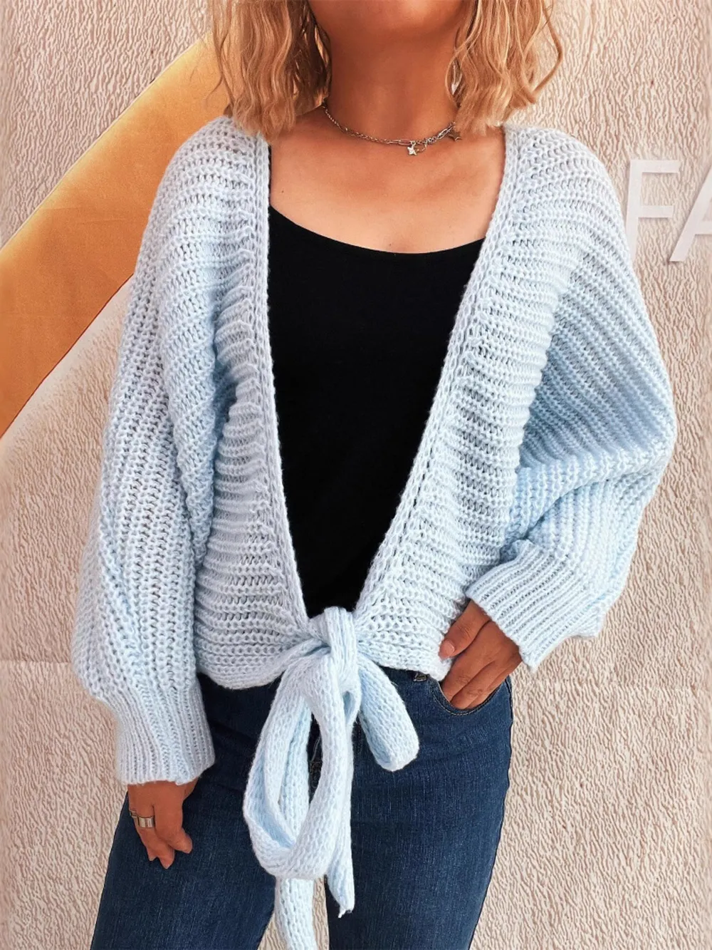 Tie Front Long Sleeve Cardigan, image 2