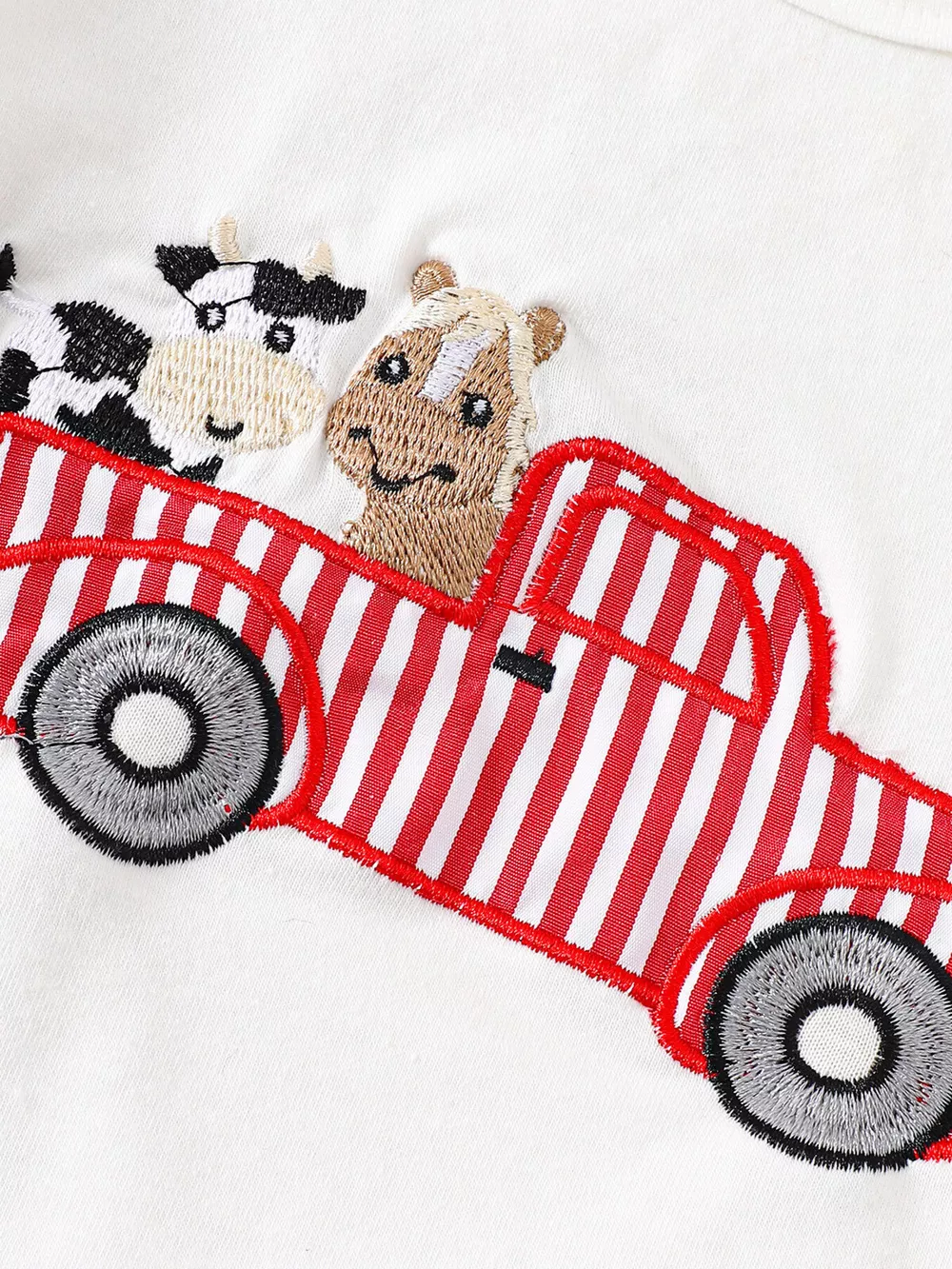 Children's Cartoon Tractor Embroidered Tee and Shorts Set, image 9