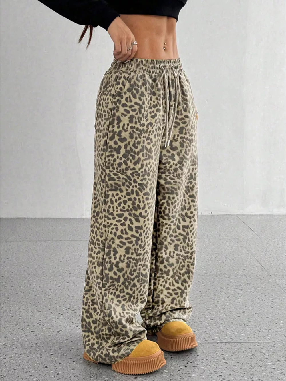 Full Size Leopard Print Wide Leg Pants Plus Size, image 7