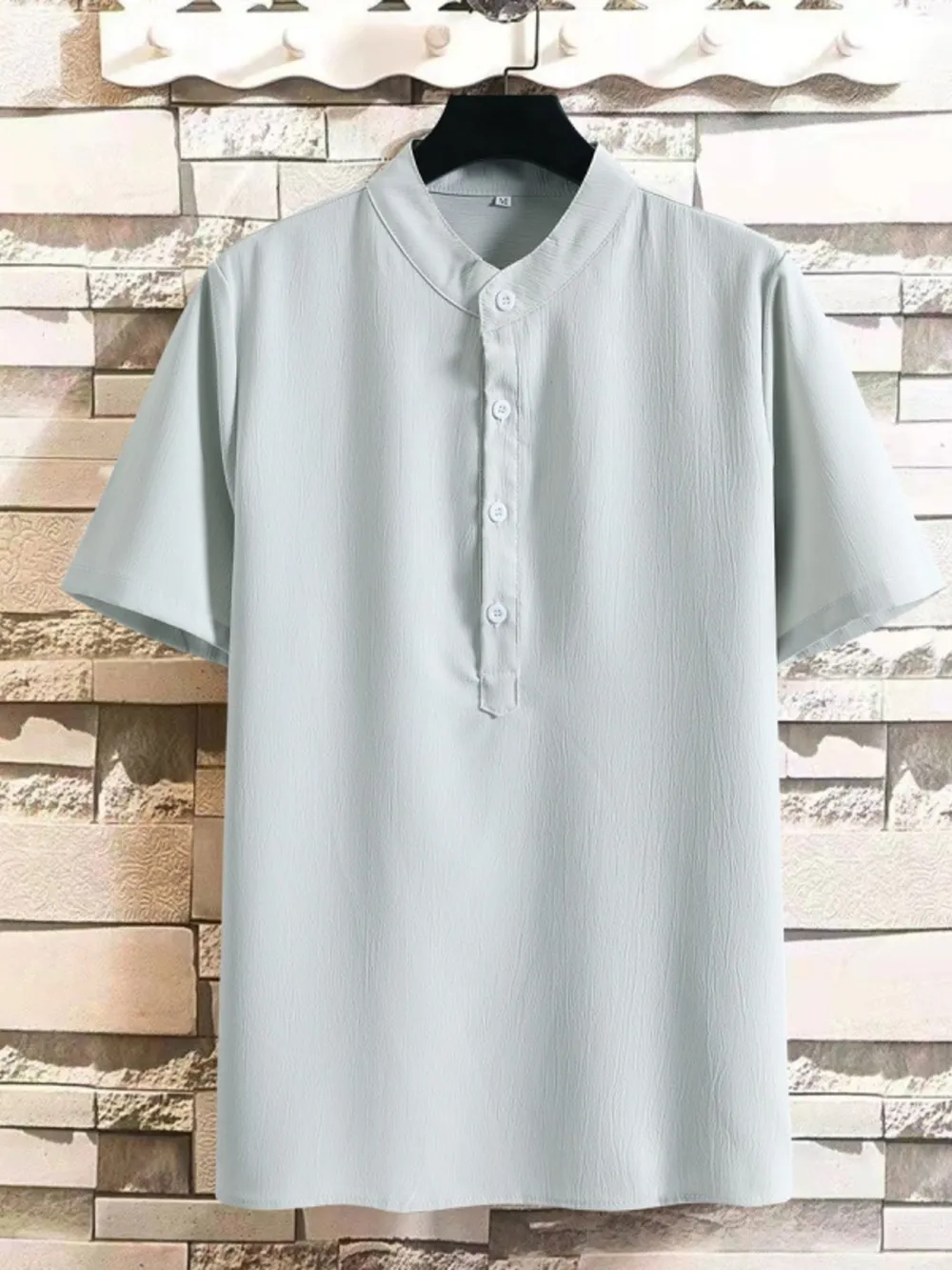 Men's Plus Size Button Detail Short Sleeve Blouse, image 5
