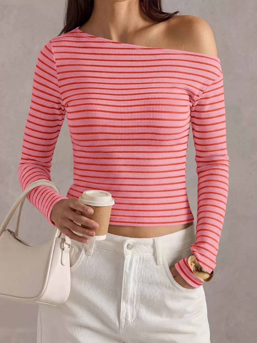 Striped Ribbed Long Sleeve T-Shirt, image 6