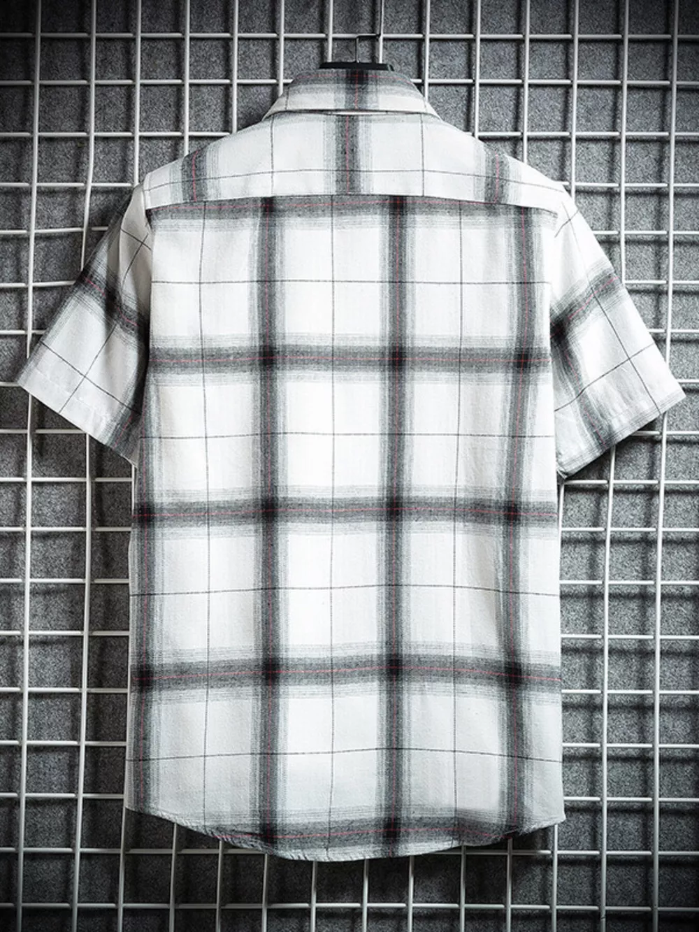 Men's Plus Size Plaid Button Up Short-Sleeve Shirt, image 14