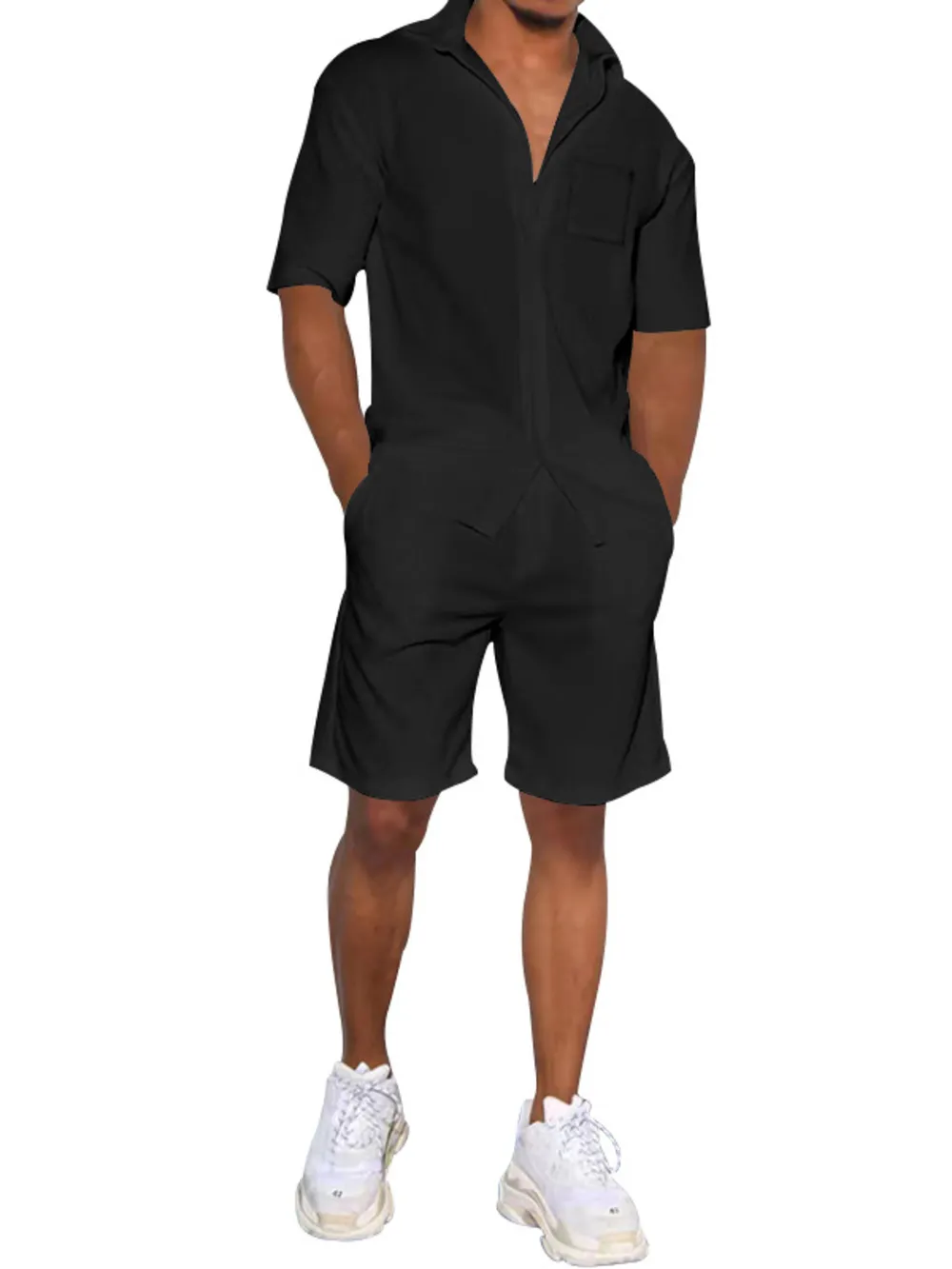 Men's Plus Size Button Up Shirt and Shorts Set, image 5