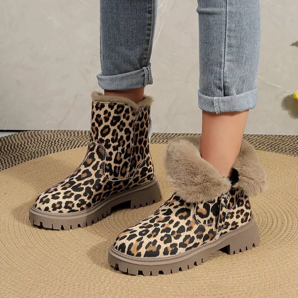 Leopard Print Fur Lined Ankle Boots, image 4